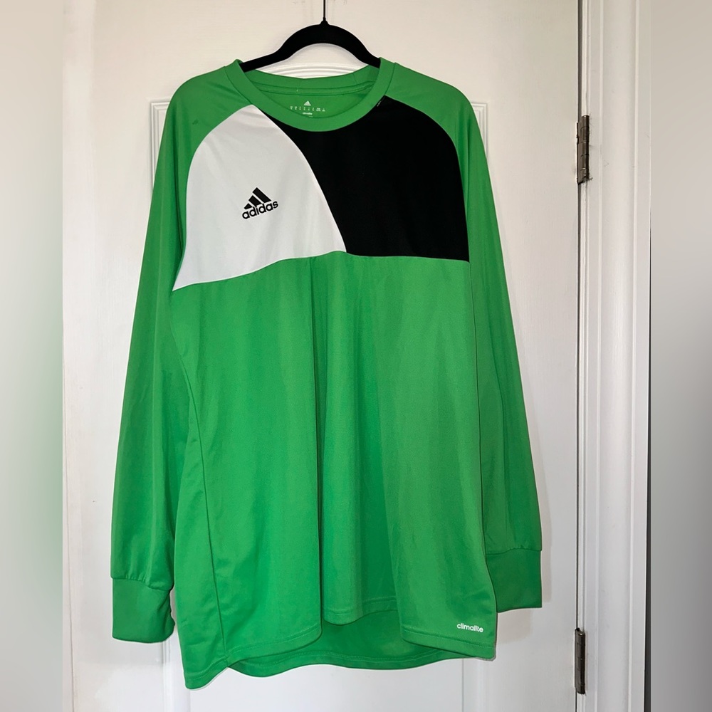 Adidas Shirt Mens XL Green Long Sleeve Padded Elbow Soccer Goalie Tee